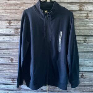 Jones New York Sport Women's Full-Zip Sweatshirt Size 2X Navy Blue Pockets NWT